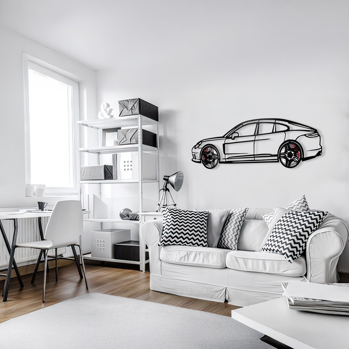 2022 Porsche Panamera 4S Wall Art – Steel Silhouette with Spinning Wheels-KAFMEKA009