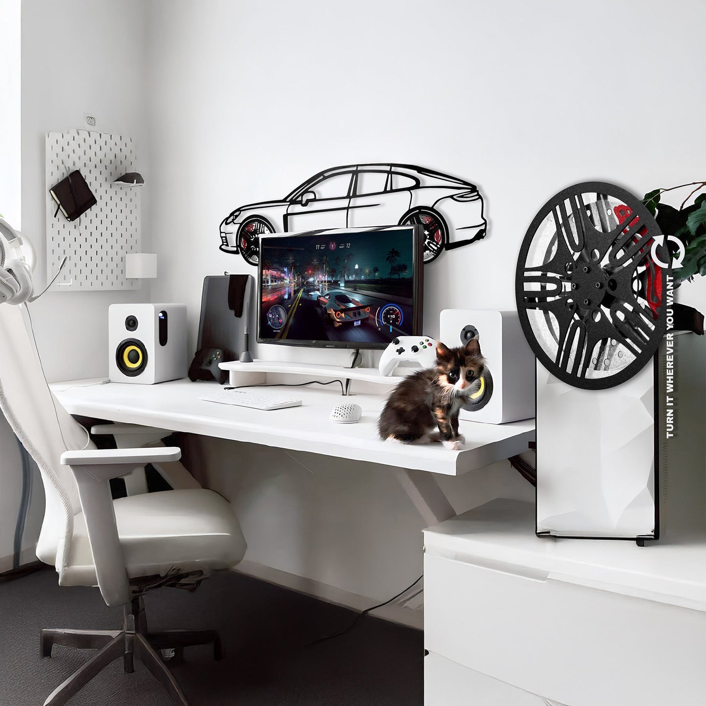 2022 Porsche Panamera 4S Wall Art – Steel Silhouette with Spinning Wheels-KAFMEKA009