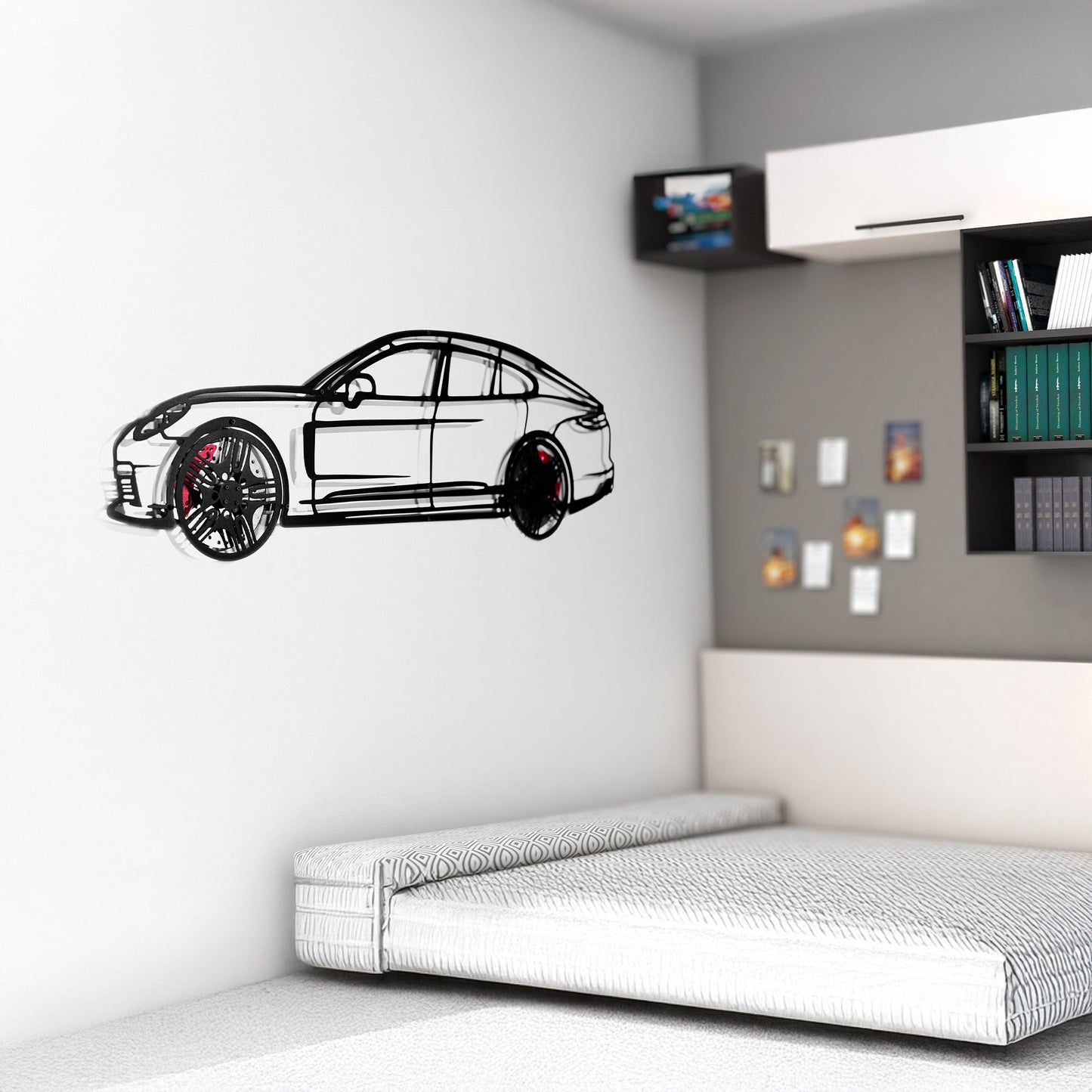 2022 Porsche Panamera 4S Wall Art – Steel Silhouette with Spinning Wheels-KAFMEKA009