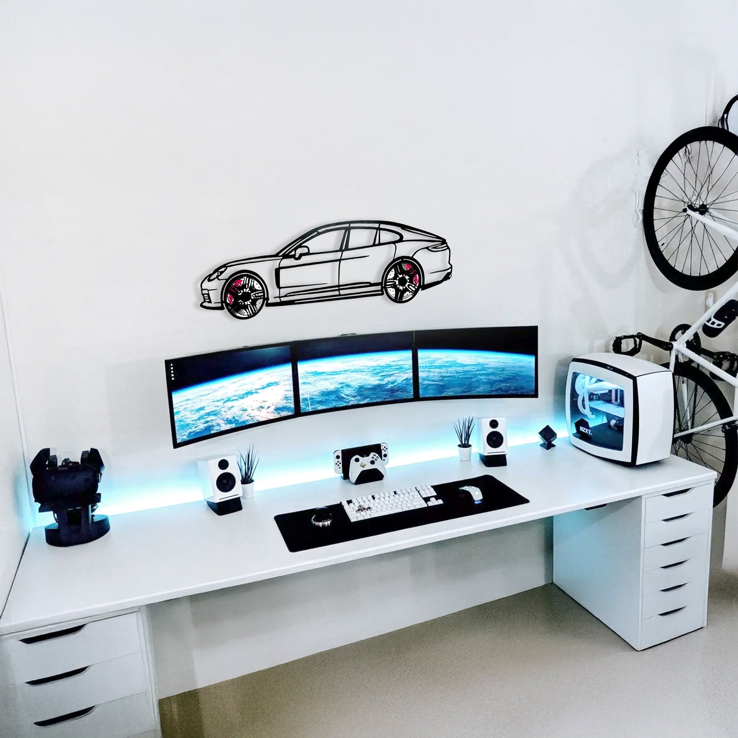 2022 Porsche Panamera 4S Wall Art – Steel Silhouette with Spinning Wheels-KAFMEKA009