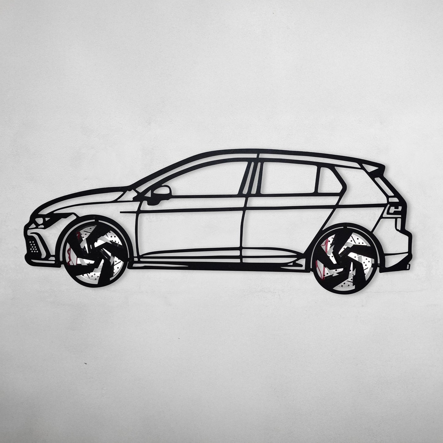 2022 Volkswagen Golf GTI Wall Art – Steel Silhouette with Spinning Wheels-KAFMEKA010