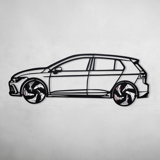 2022 Volkswagen Golf GTI Wall Art – Steel Silhouette with Spinning Wheels-KAFMEKA010