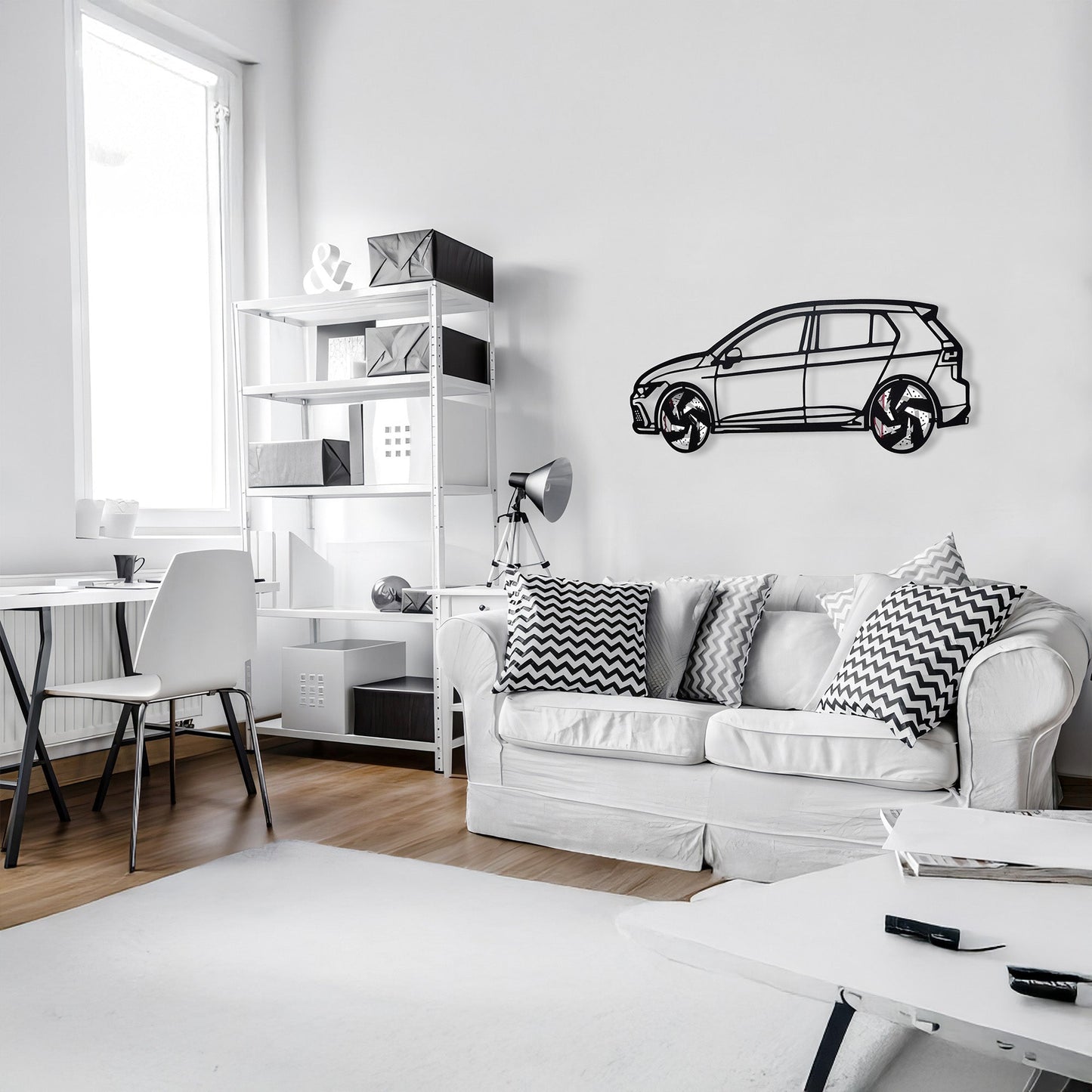 2022 Volkswagen Golf GTI Wall Art – Steel Silhouette with Spinning Wheels-KAFMEKA010