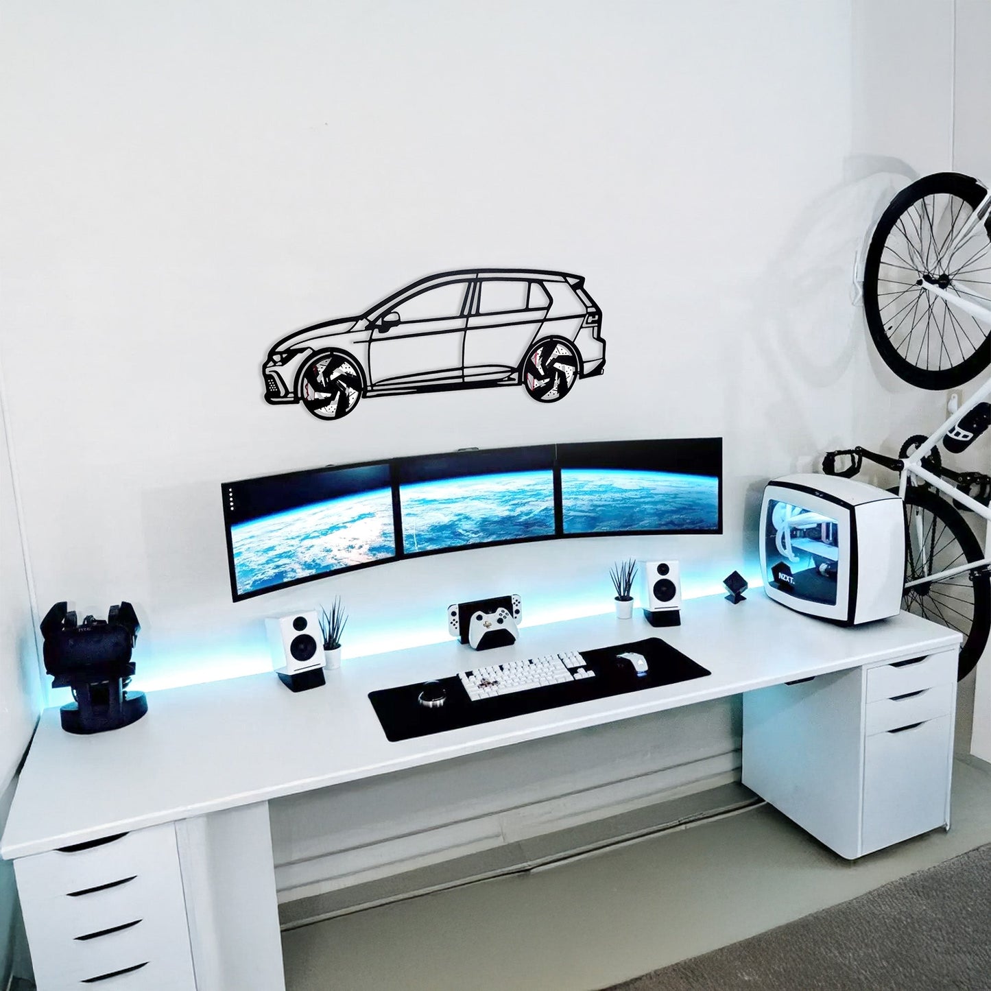 2022 Volkswagen Golf GTI Wall Art – Steel Silhouette with Spinning Wheels-KAFMEKA010