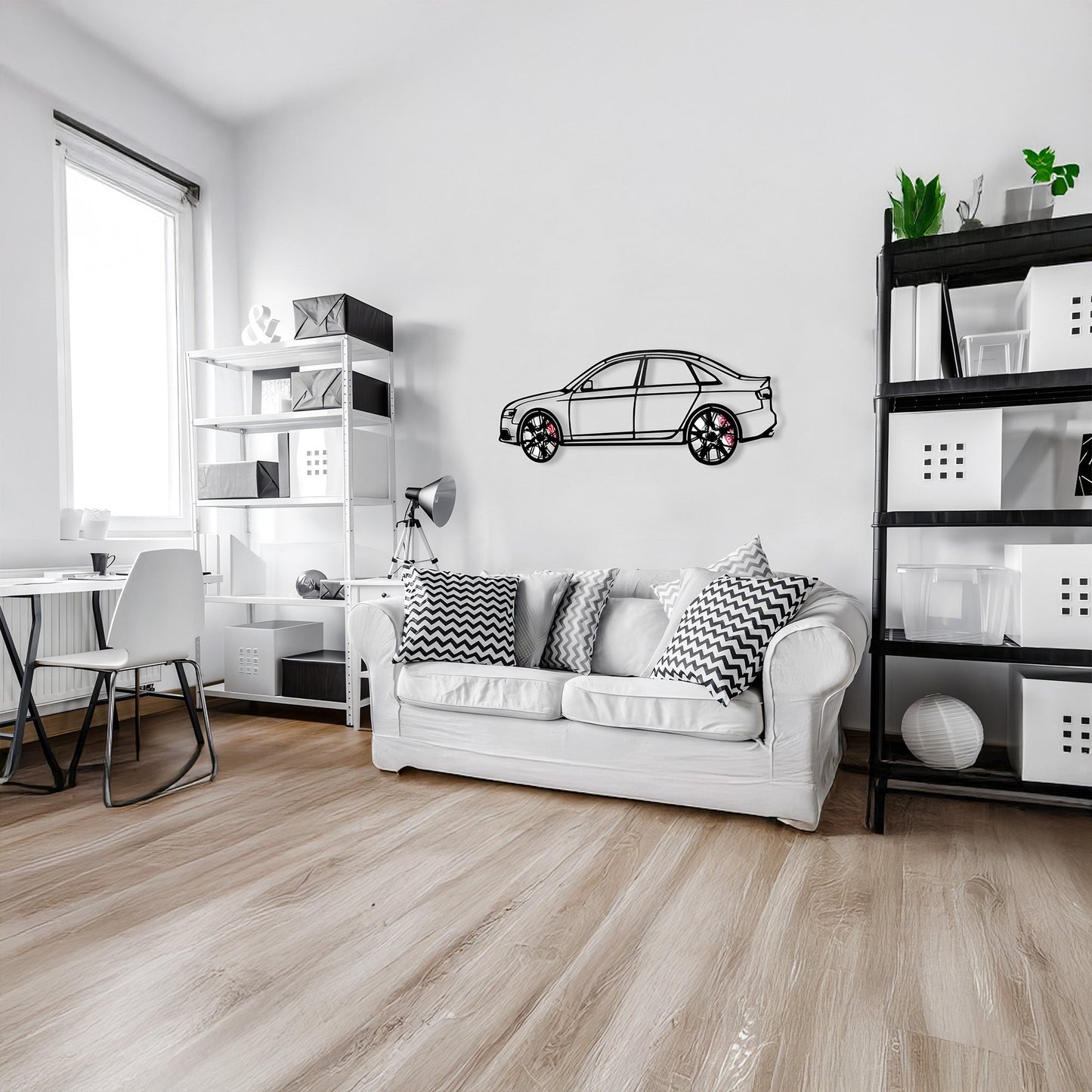 Audi S4 Wall Art – Steel Silhouette with Spinning Wheels -KAFMEKA011