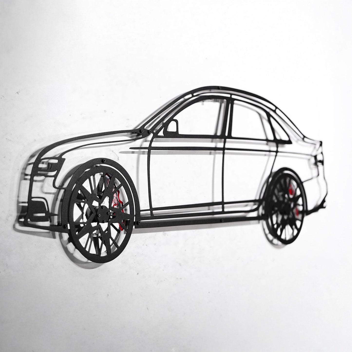 Audi S4 Wall Art – Steel Silhouette with Spinning Wheels -KAFMEKA011