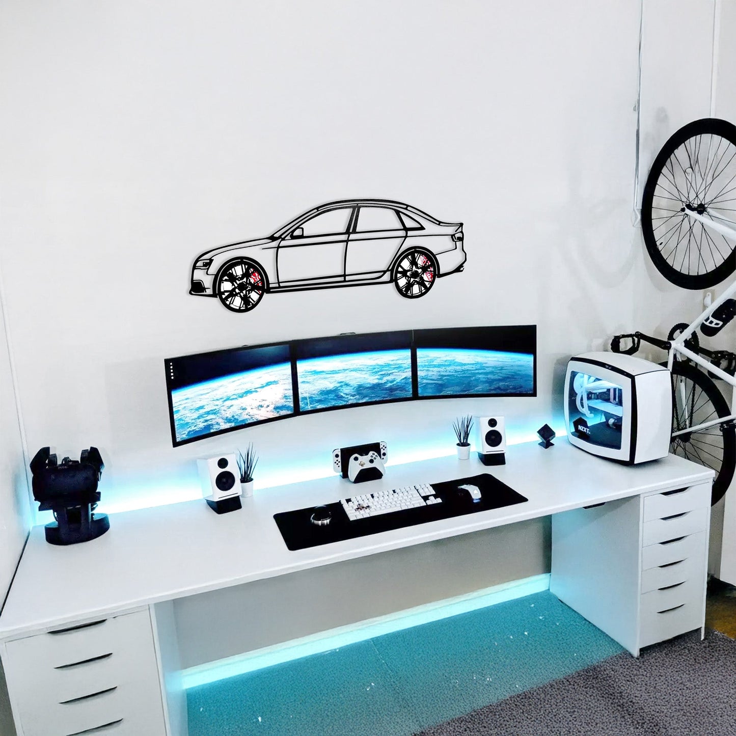 Audi S4 Wall Art – Steel Silhouette with Spinning Wheels -KAFMEKA011