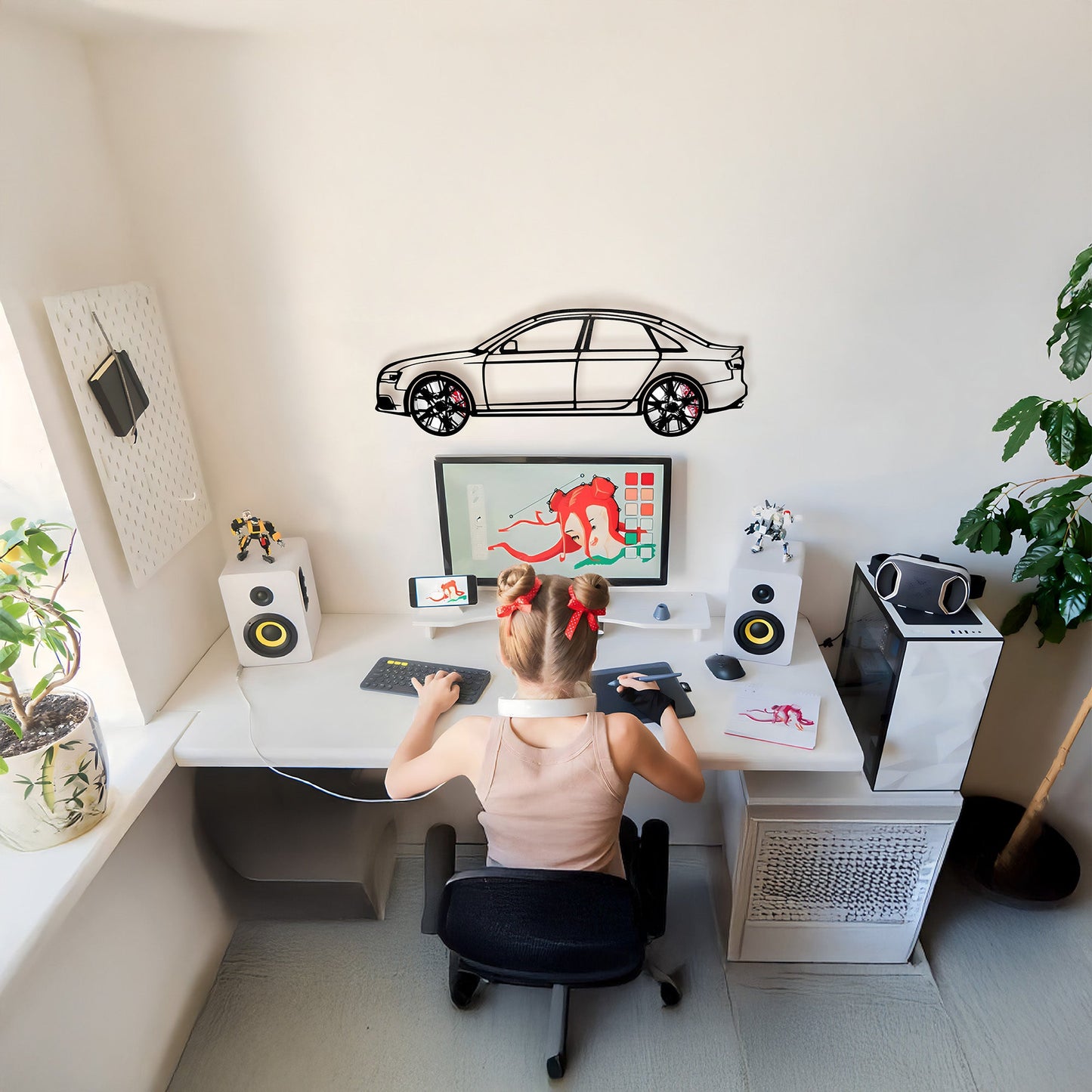 Audi S4 Wall Art – Steel Silhouette with Spinning Wheels -KAFMEKA011