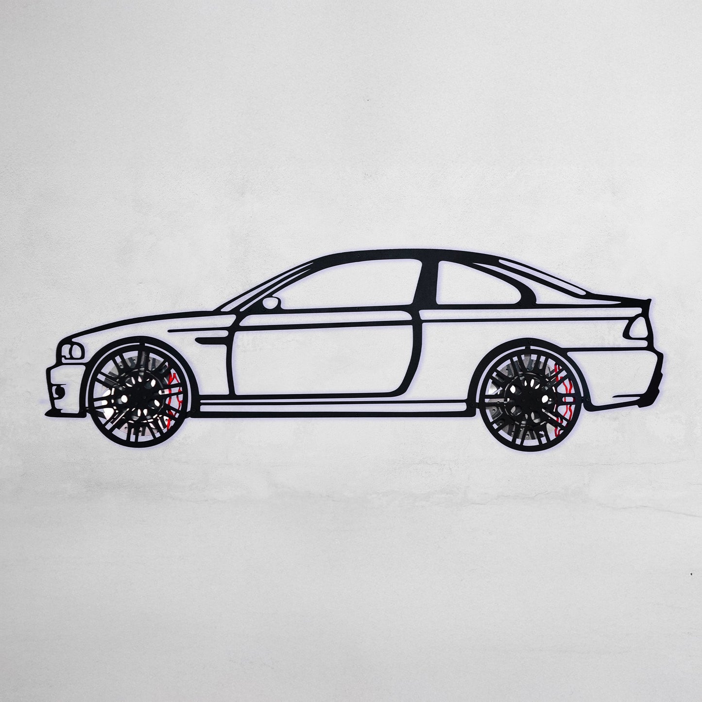 BMW E46 M3 Wall Art – Steel Silhouette with Spinning Wheels-KAFMEKA016