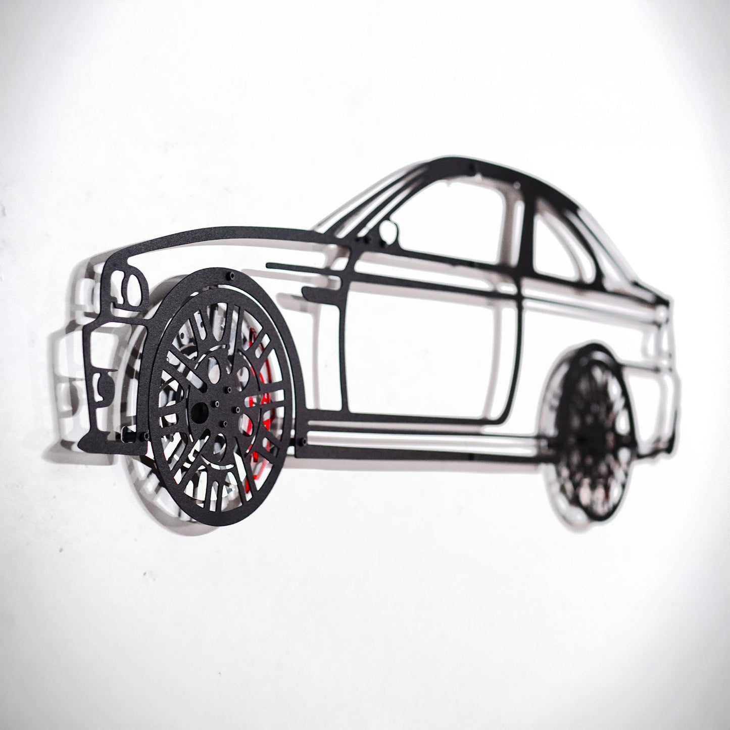 BMW E46 M3 Wall Art – Steel Silhouette with Spinning Wheels-KAFMEKA016