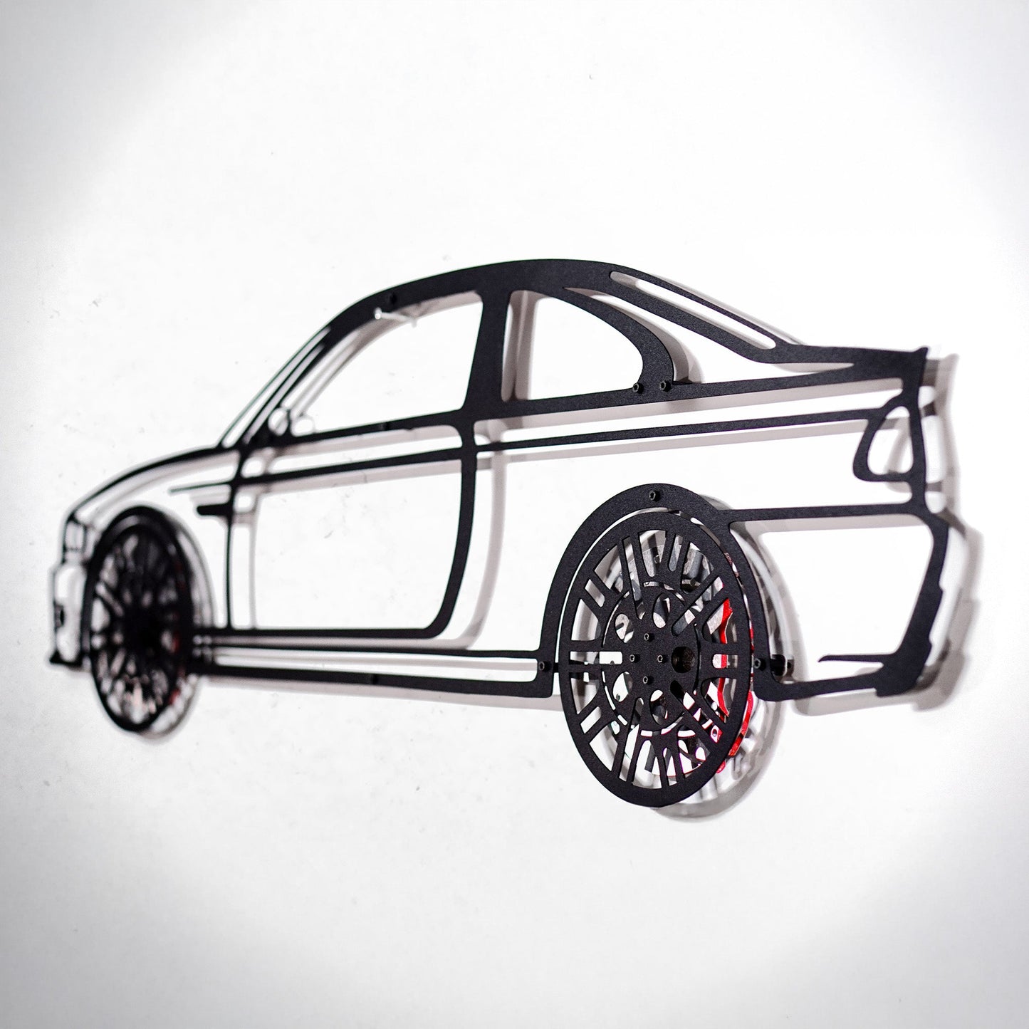 BMW E46 M3 Wall Art – Steel Silhouette with Spinning Wheels-KAFMEKA016