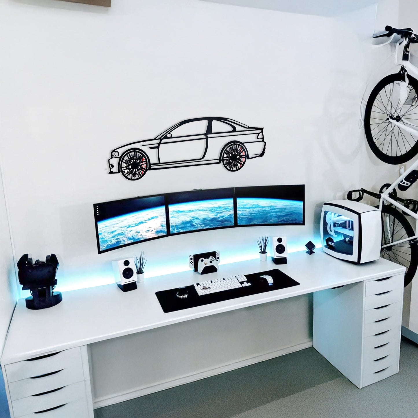 BMW E46 M3 Wall Art – Steel Silhouette with Spinning Wheels-KAFMEKA016