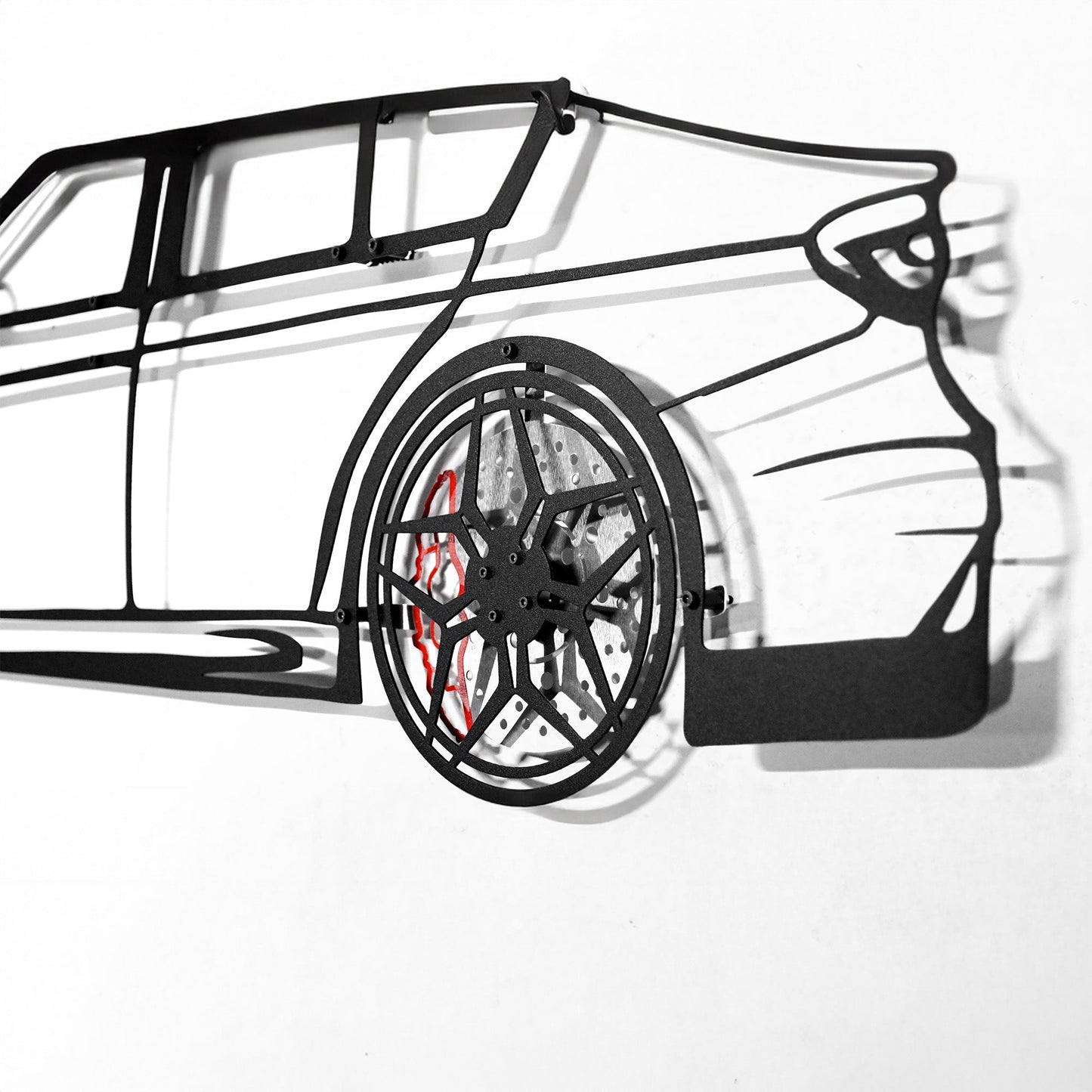 BMW M3 Wall Art – F80 Steel Silhouette with Spinning Wheels-KAFMEKA017