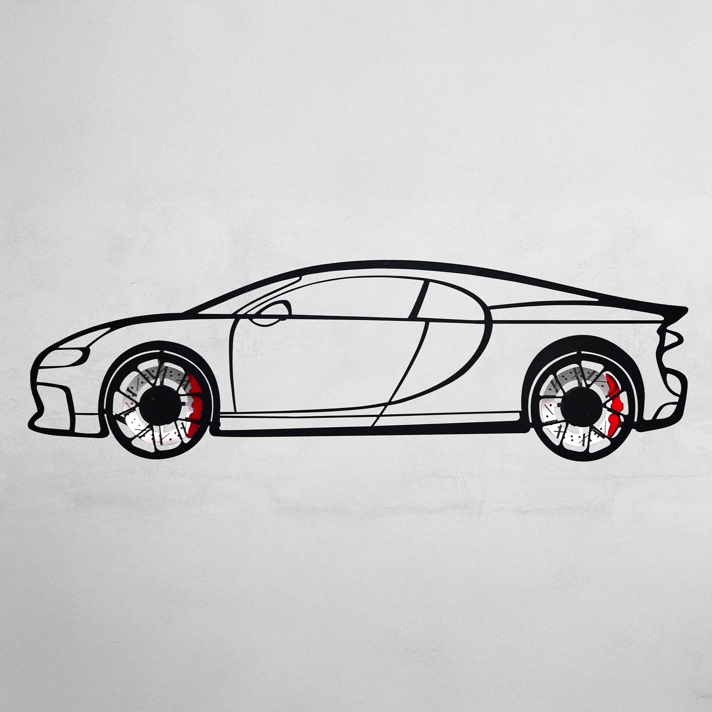 Bugatti Wall Art – Luxury Steel Silhouette with Spinning Wheels-KAFMEKA018