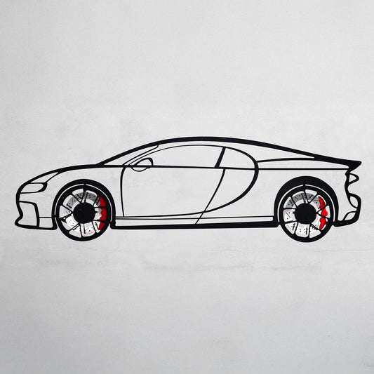 Bugatti Wall Art – Luxury Steel Silhouette with Spinning Wheels-KAFMEKA018