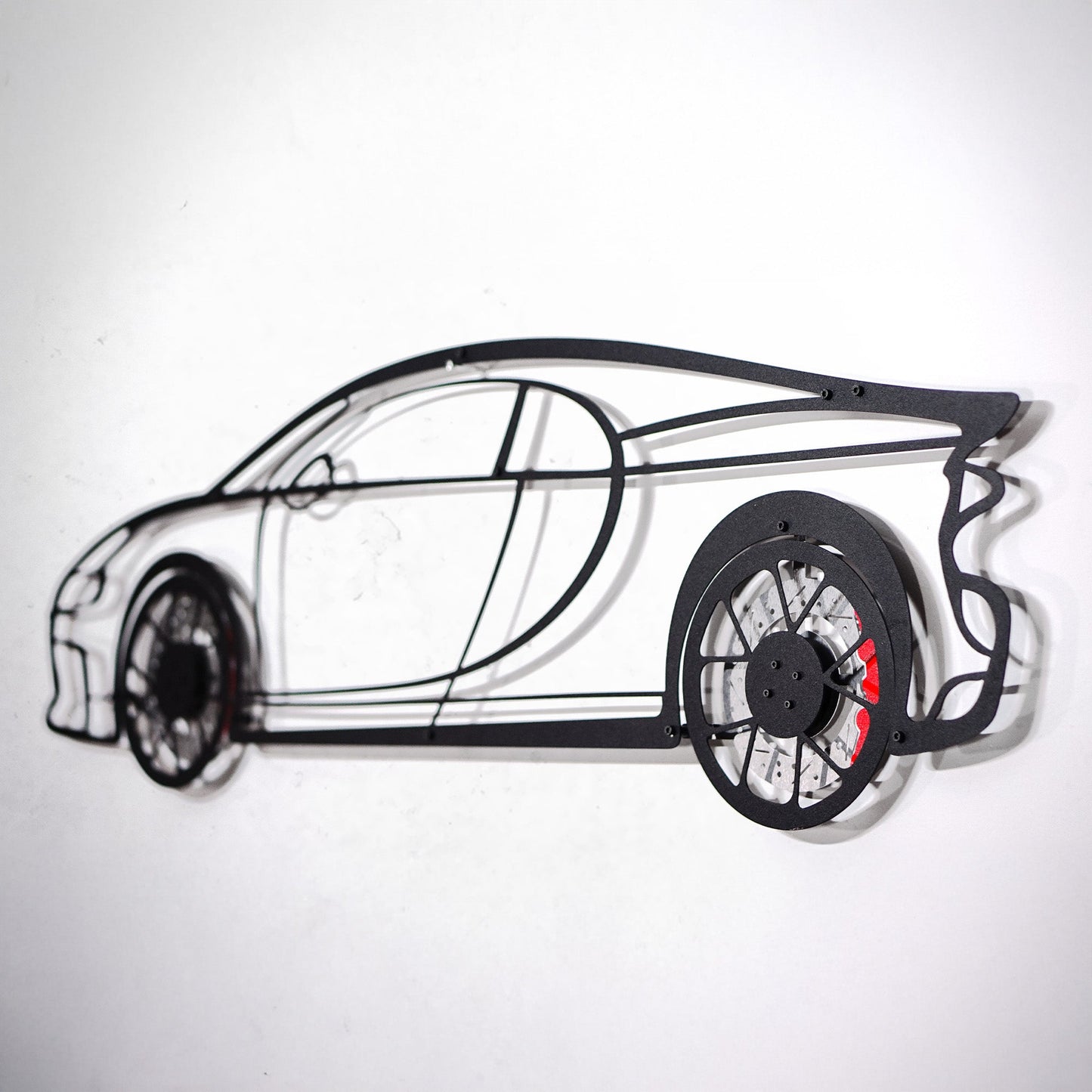 Bugatti Wall Art – Luxury Steel Silhouette with Spinning Wheels-KAFMEKA018