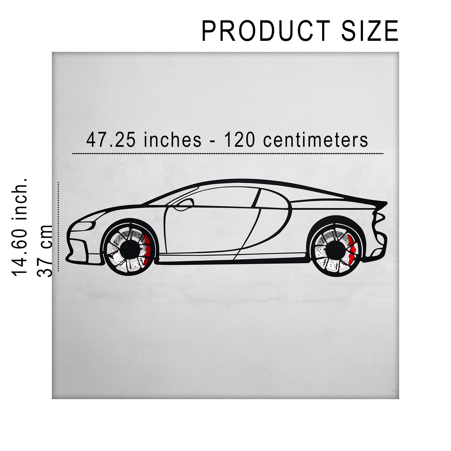 Bugatti Wall Art – Luxury Steel Silhouette with Spinning Wheels-KAFMEKA018