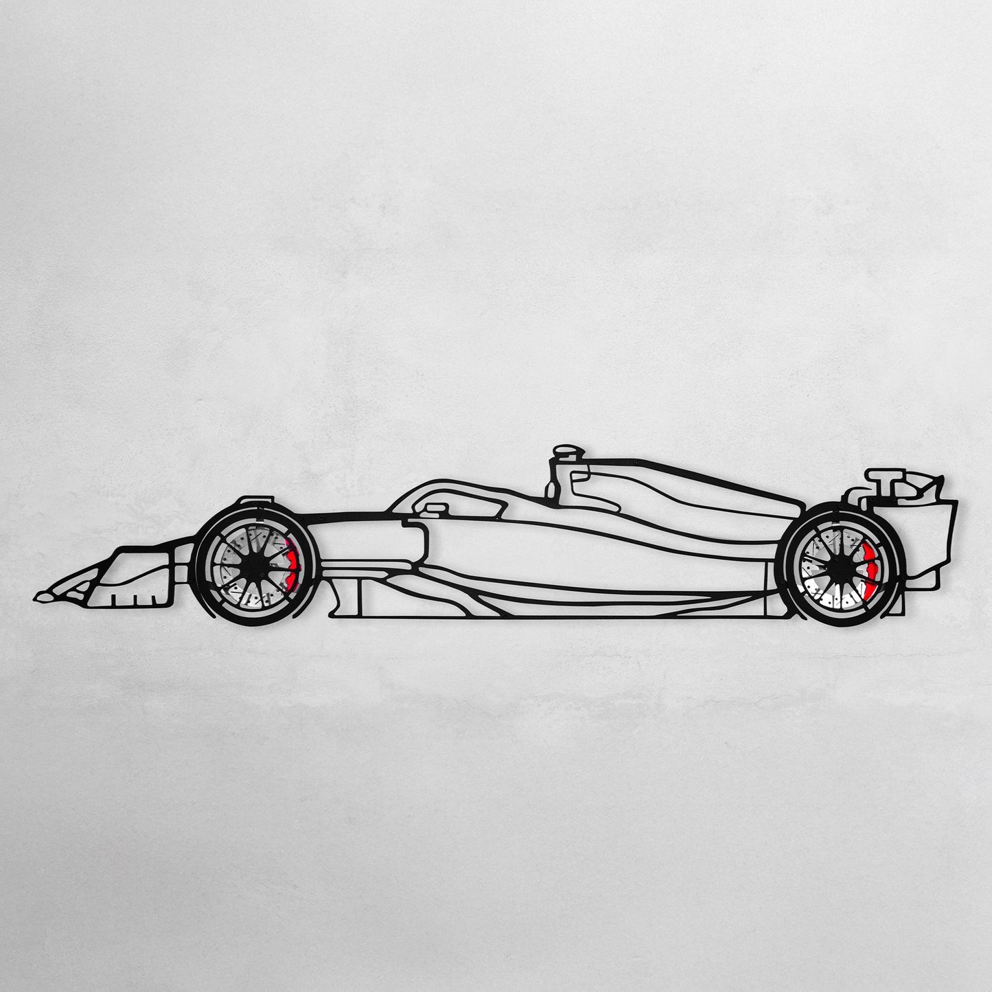 Formula 1 Wall Art – Steel Silhouette Racing Car with Spinning Wheels-KAFMEKA023