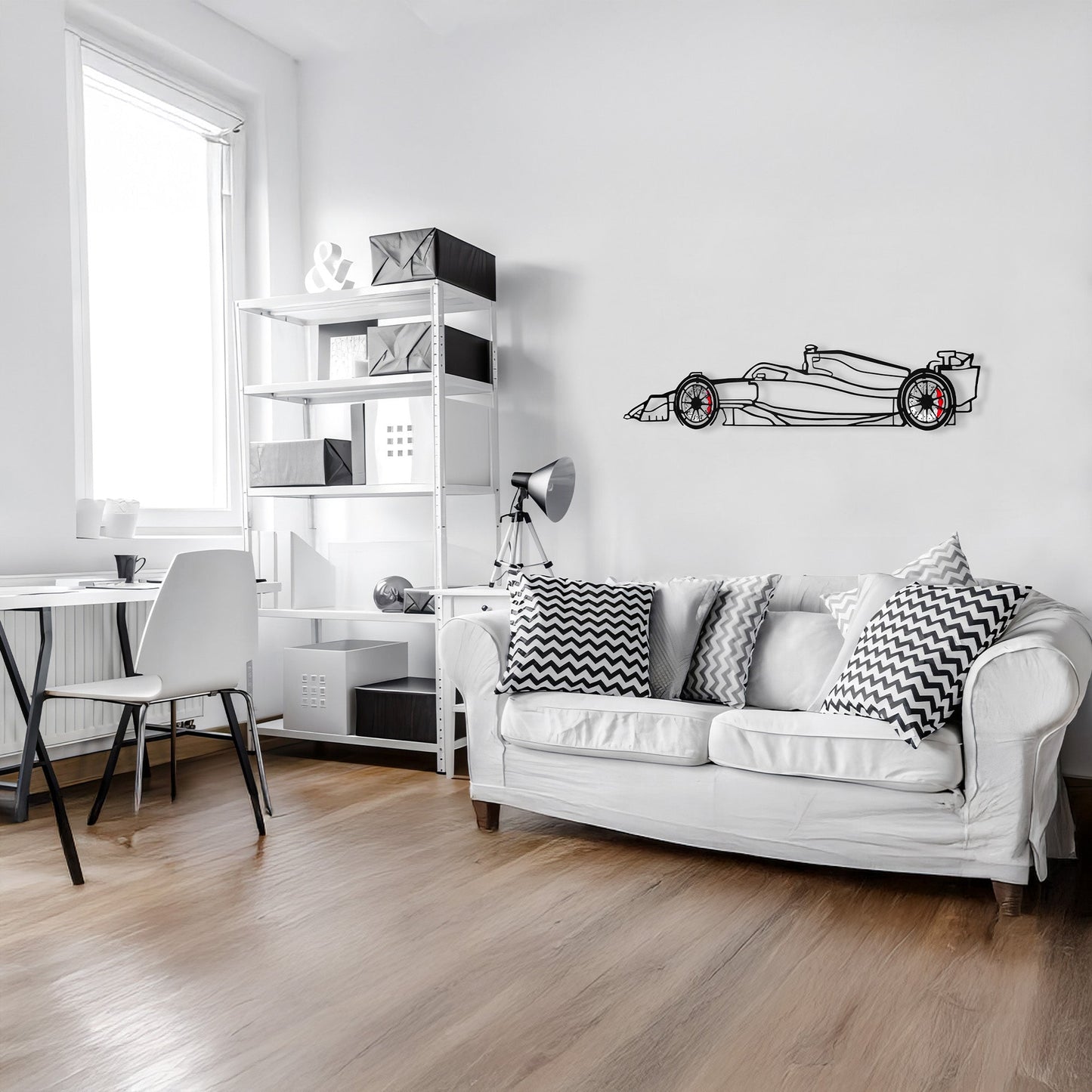 Formula 1 Wall Art – Steel Silhouette Racing Car with Spinning Wheels-KAFMEKA023