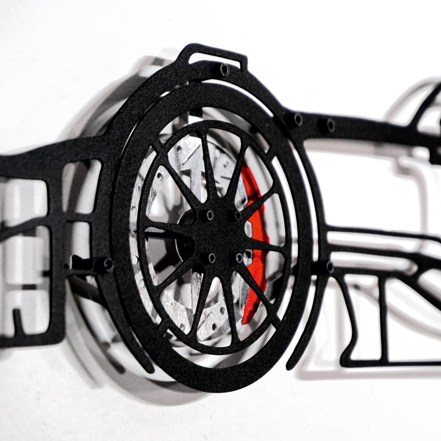 Formula 1 Wall Art – Steel Silhouette Racing Car with Spinning Wheels-KAFMEKA023