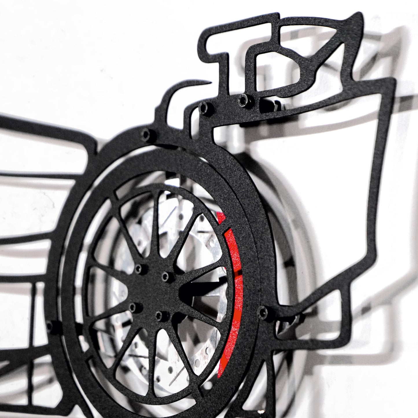 Formula 1 Wall Art – Steel Silhouette Racing Car with Spinning Wheels-KAFMEKA023