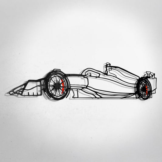 Formula 1 Wall Art – Steel Silhouette Racing Car with Spinning Wheels-KAFMEKA023