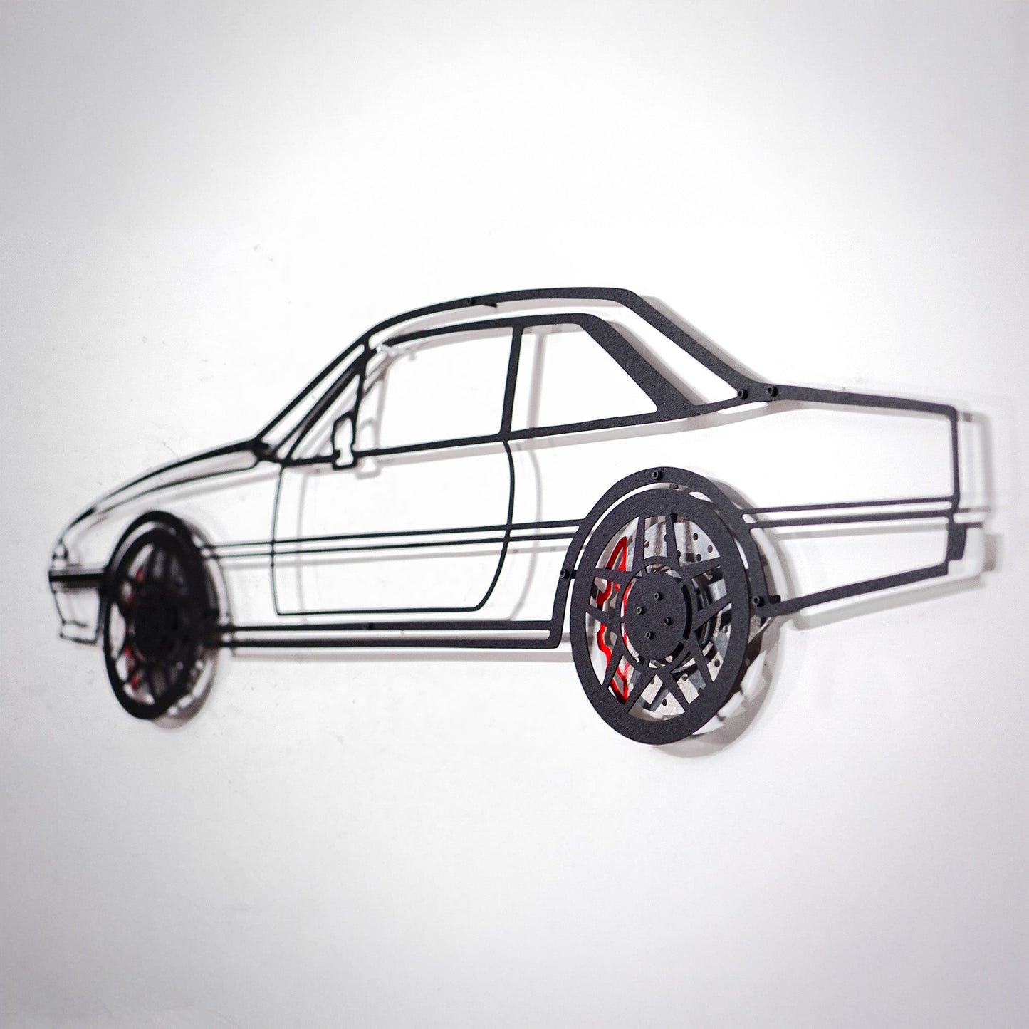 1985 Ferrari 400i Wall Art – Classic Steel Silhouette with Spinning Wheels-KAFMEKA024