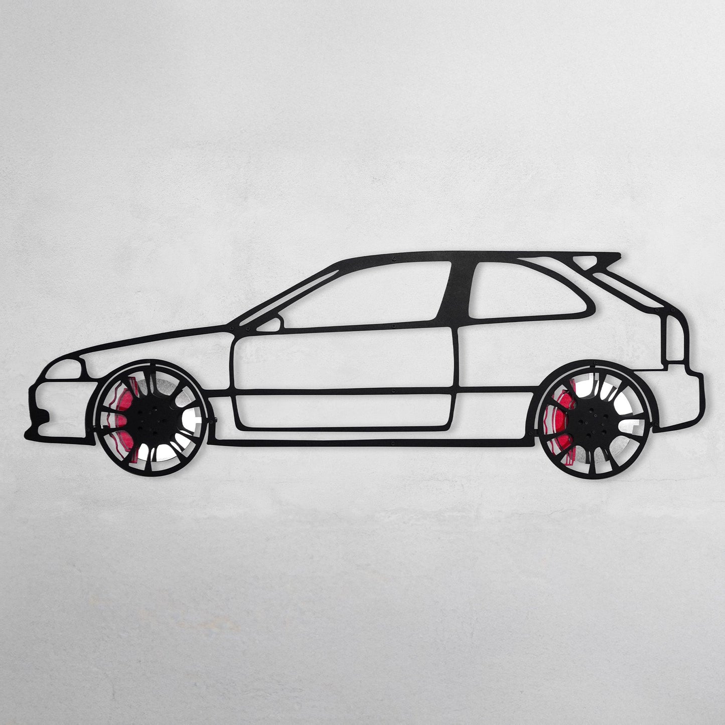 Honda Civic Wall Art – JDM Steel Silhouette with Spinning Wheels-KAFMEKA028