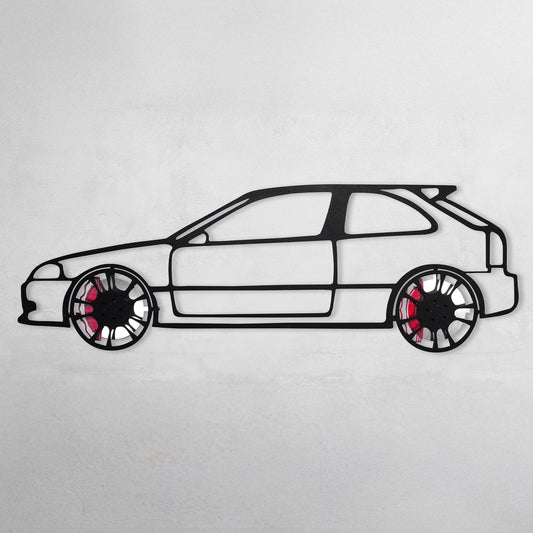 Honda Civic Wall Art – JDM Steel Silhouette with Spinning Wheels-KAFMEKA028