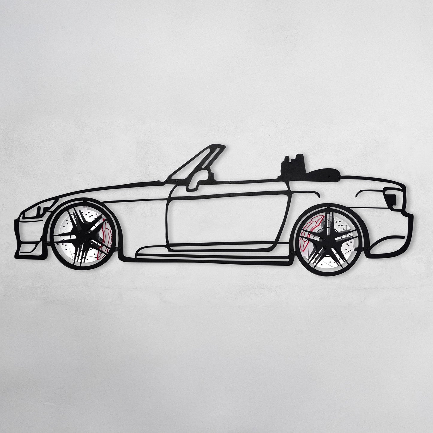 Honda S2000 Wall Art – JDM Steel Silhouette with Spinning Wheels-KAFMEKA029
