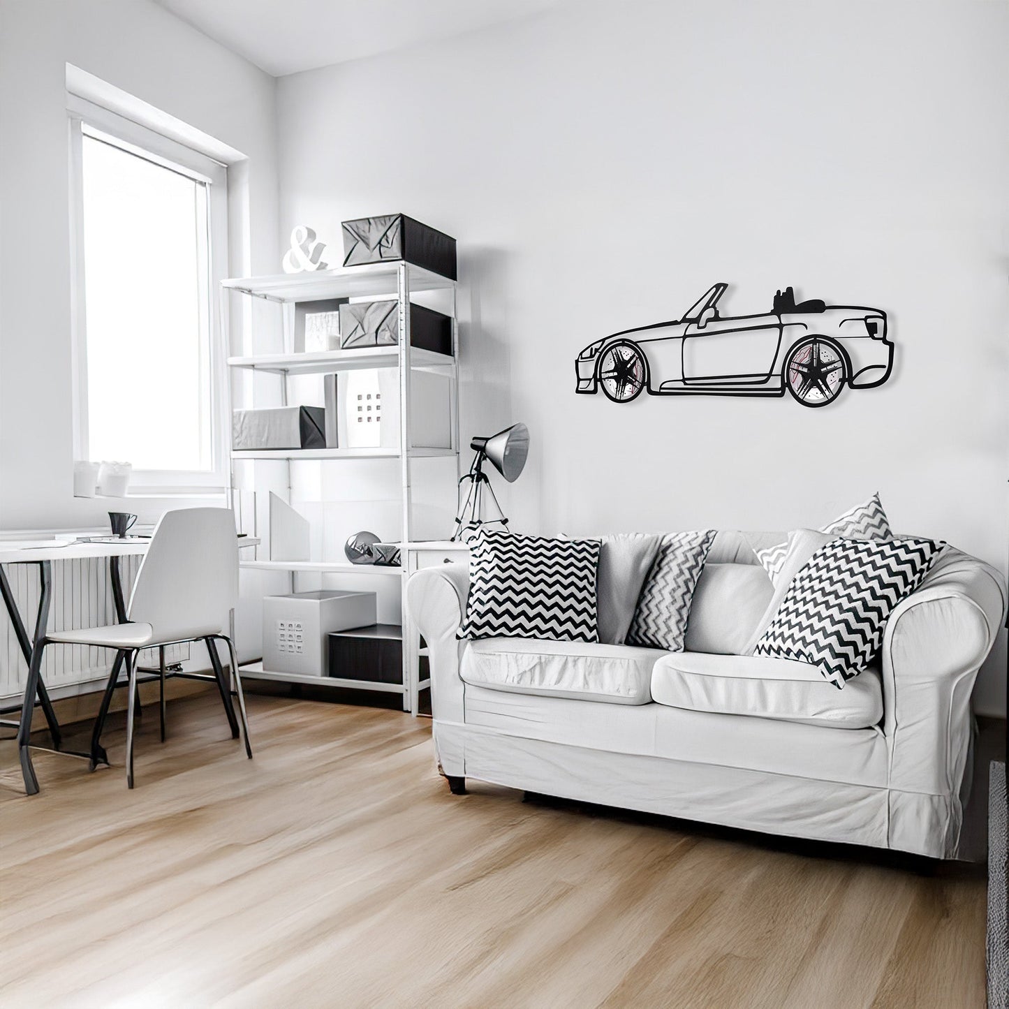 Honda S2000 Wall Art – JDM Steel Silhouette with Spinning Wheels-KAFMEKA029