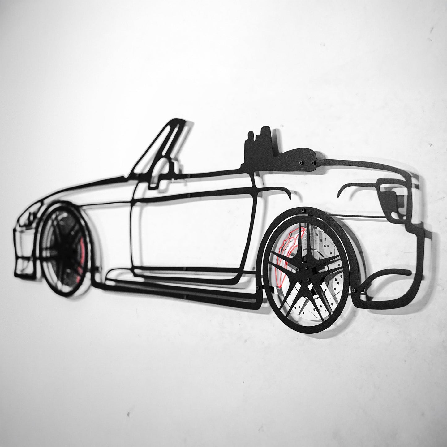 Honda S2000 Wall Art – JDM Steel Silhouette with Spinning Wheels-KAFMEKA029