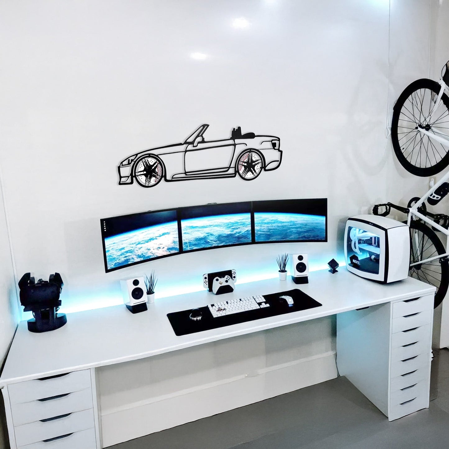 Honda S2000 Wall Art – JDM Steel Silhouette with Spinning Wheels-KAFMEKA029