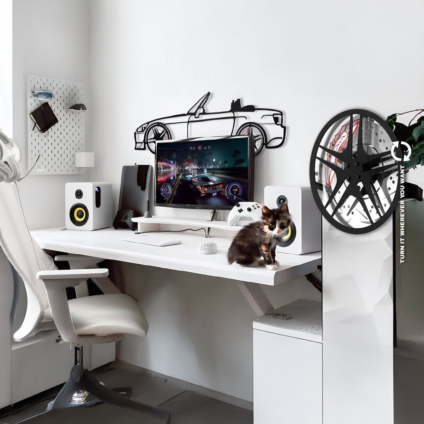 Honda S2000 Wall Art – JDM Steel Silhouette with Spinning Wheels-KAFMEKA029