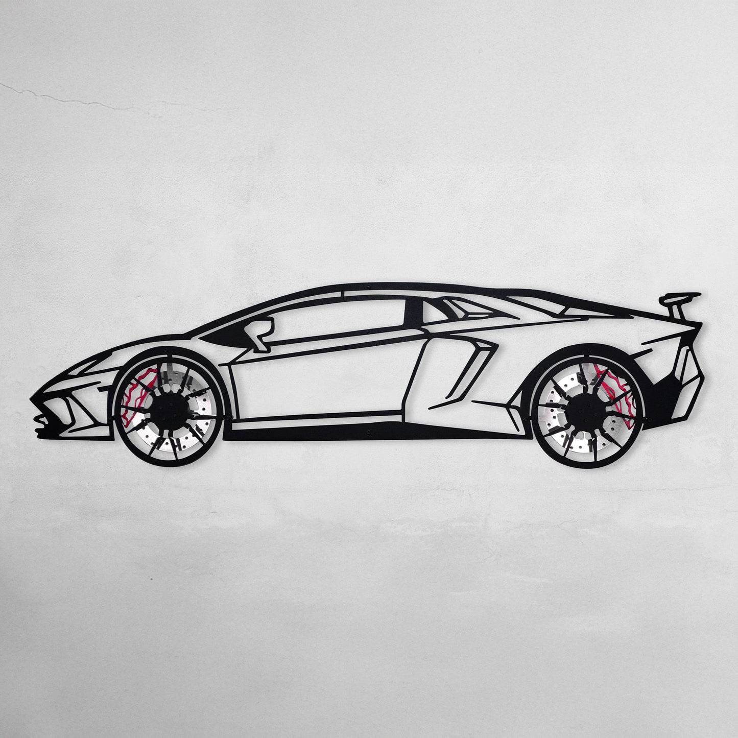 Lamborghini Wall Art – Exotic Supercar Steel Silhouette with Spinning Wheels-KAFMEKA030