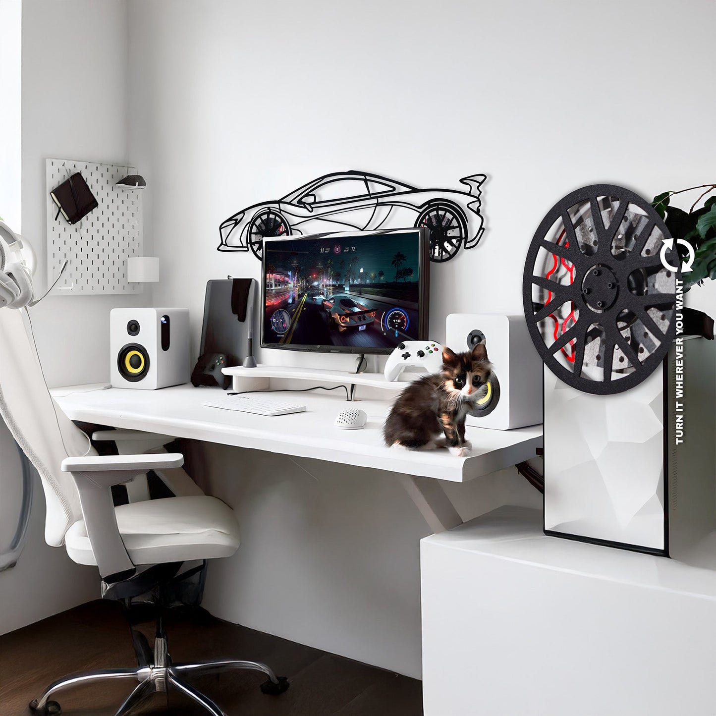 McLaren Wall Art – Exotic Supercar Steel Silhouette with Spinning Wheels-KAFMEKA031