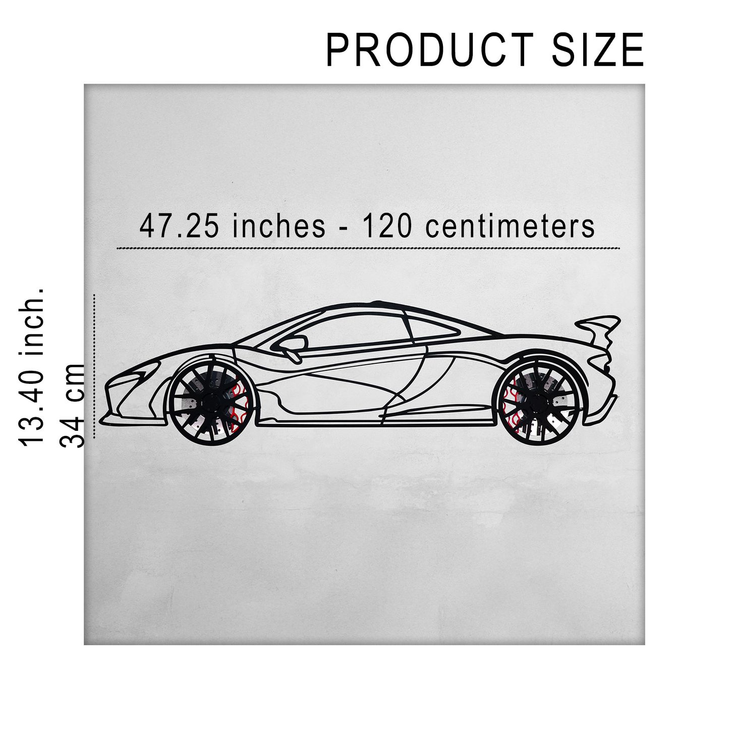 McLaren Wall Art – Exotic Supercar Steel Silhouette with Spinning Wheels-KAFMEKA031