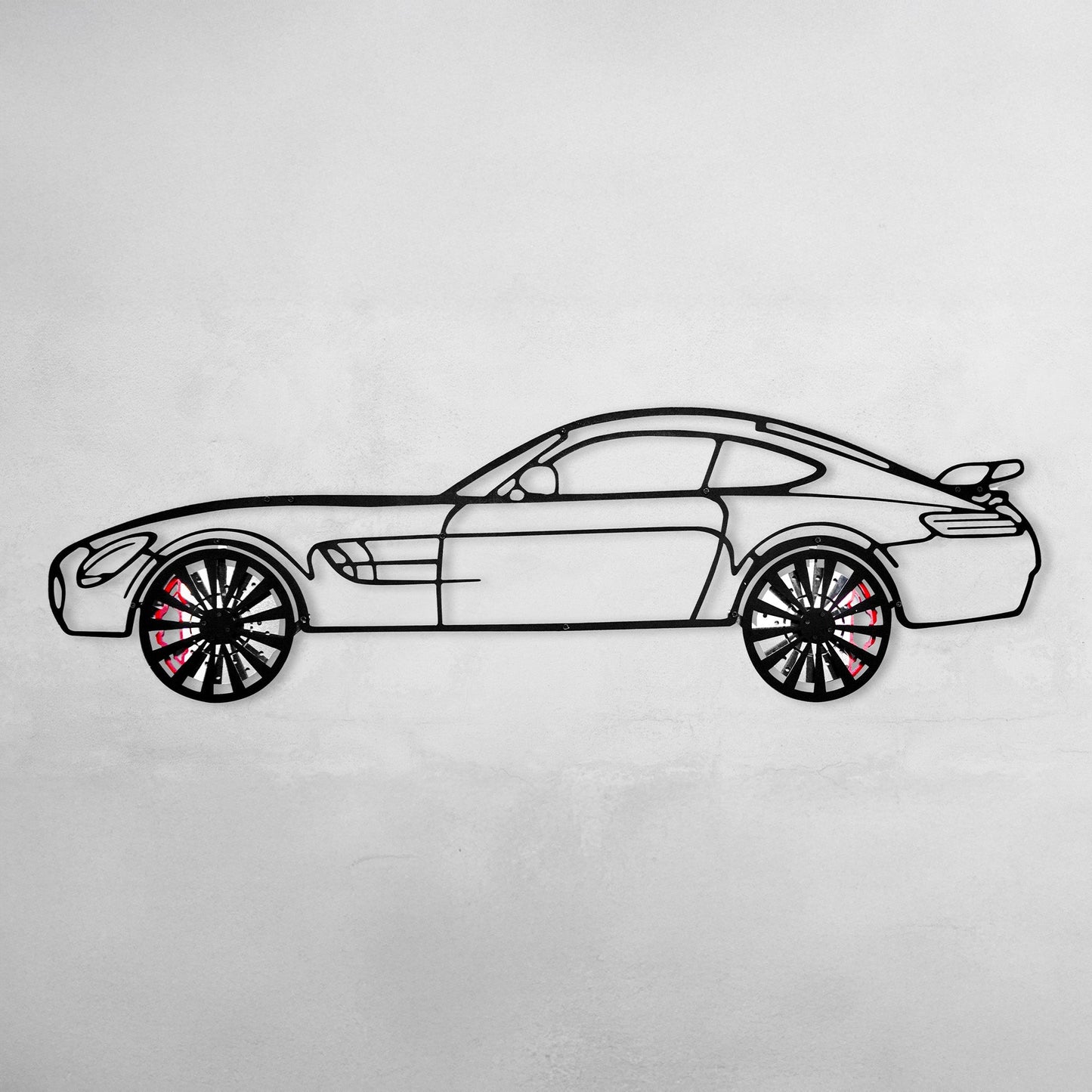 Mercedes-AMG GT R Wall Art – Steel Silhouette with Spinning Wheels-KAFMEKA033