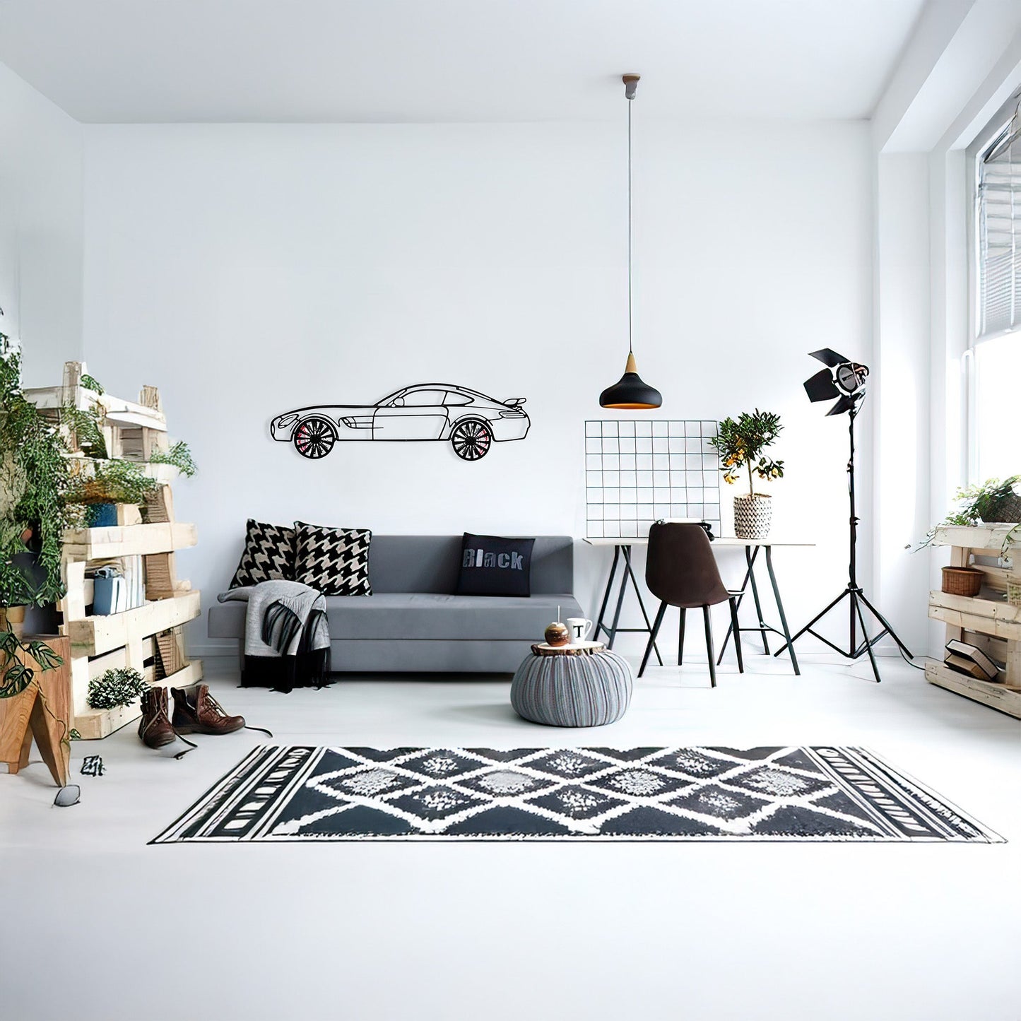 Mercedes-AMG GT R Wall Art – Steel Silhouette with Spinning Wheels-KAFMEKA033