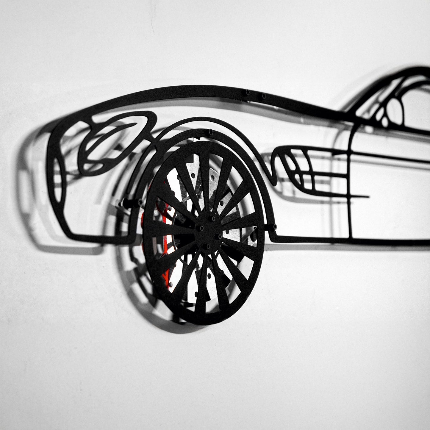 Mercedes-AMG GT R Wall Art – Steel Silhouette with Spinning Wheels-KAFMEKA033