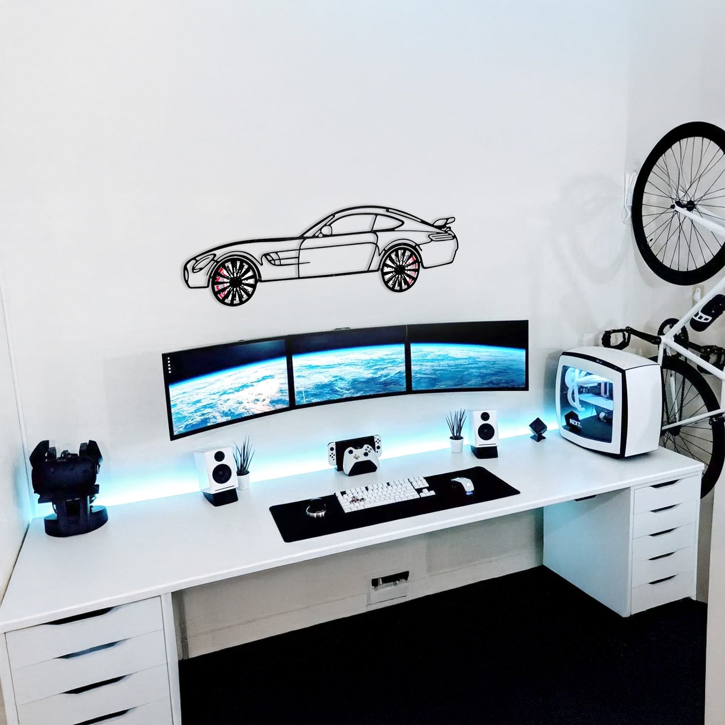 Mercedes-AMG GT R Wall Art – Steel Silhouette with Spinning Wheels-KAFMEKA033