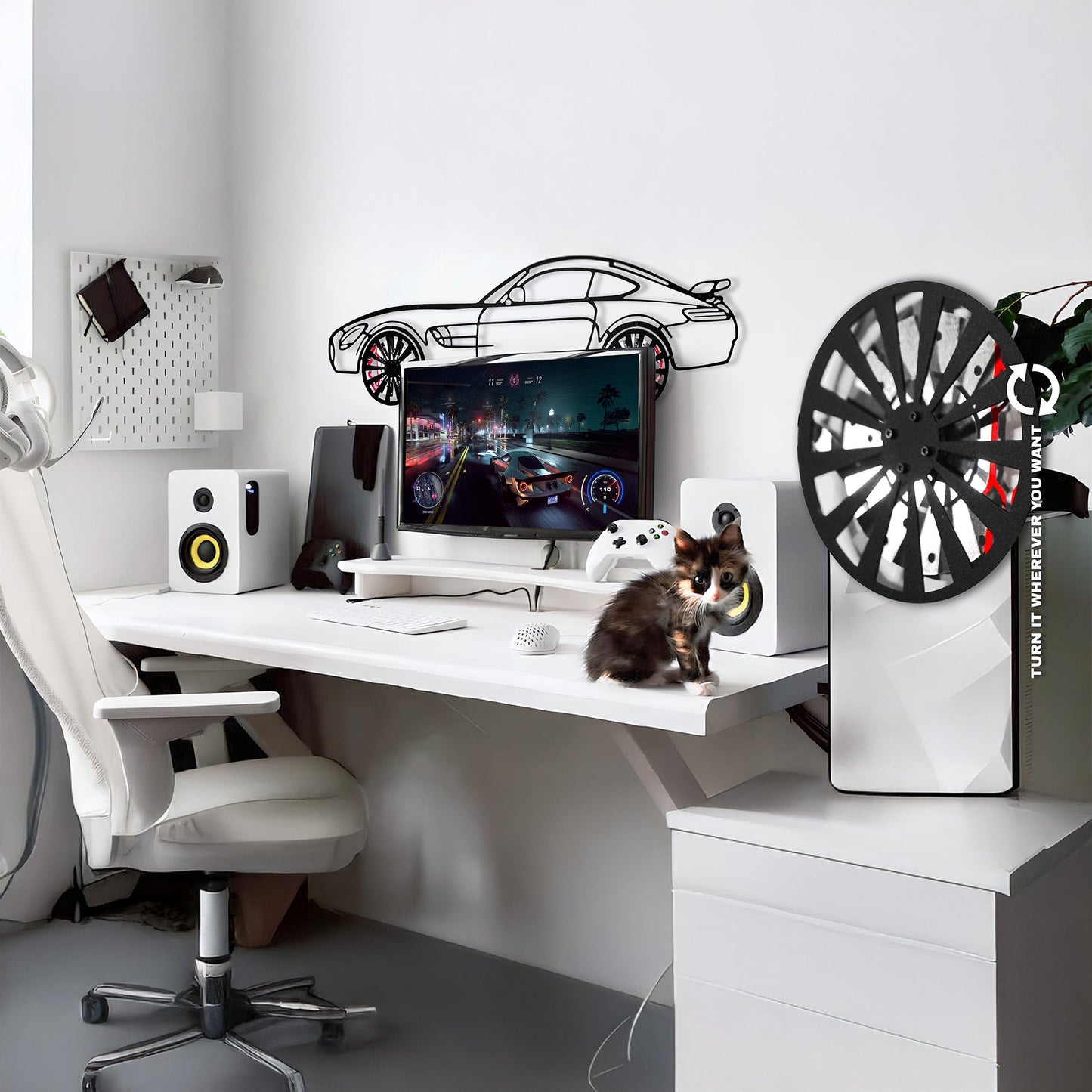 Mercedes-AMG GT R Wall Art – Steel Silhouette with Spinning Wheels-KAFMEKA033