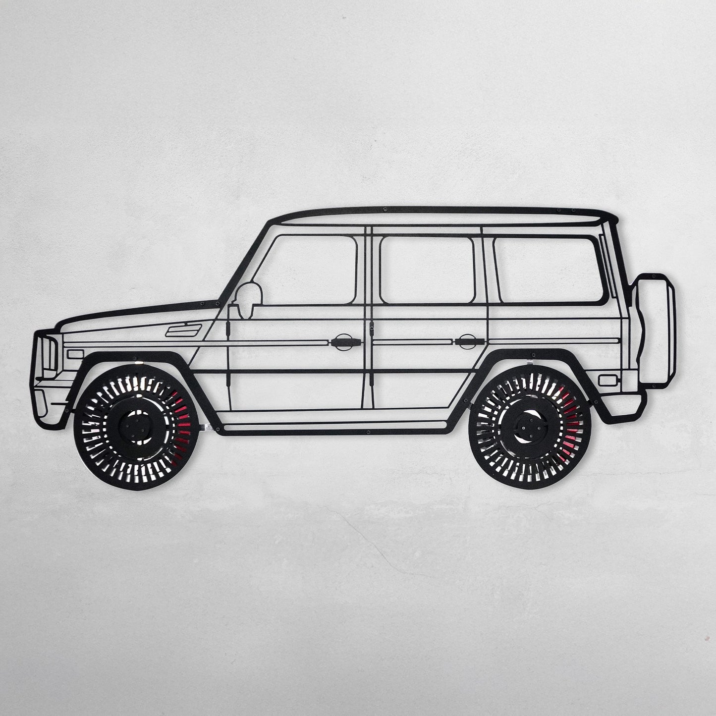 Mercedes G63 AMG Wall Art – Luxury 4x4 Steel Silhouette with Spinning Wheels-KAFMEKA034