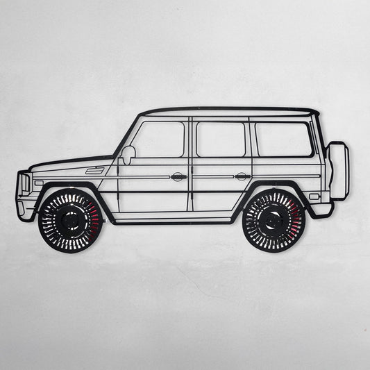 Mercedes G63 AMG Wall Art – Luxury 4x4 Steel Silhouette with Spinning Wheels-KAFMEKA034