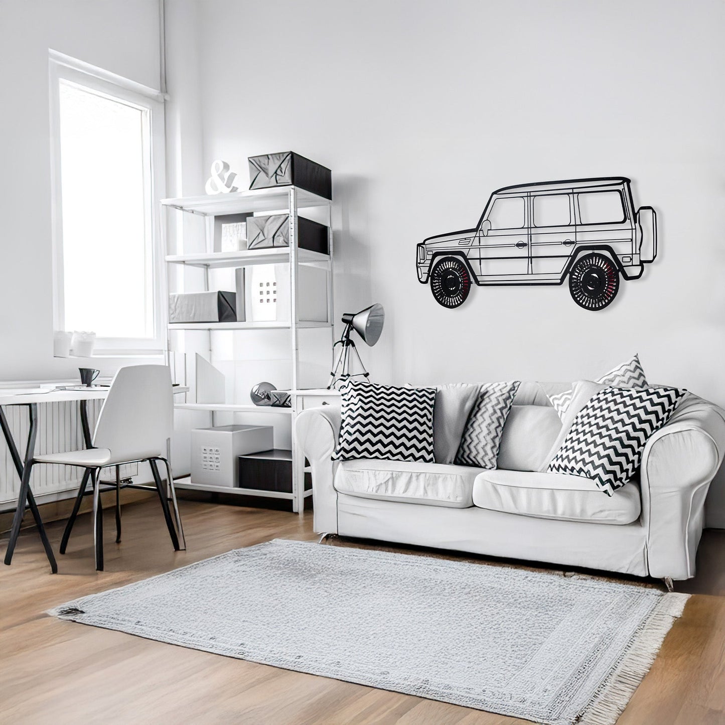 Mercedes G63 AMG Wall Art – Luxury 4x4 Steel Silhouette with Spinning Wheels-KAFMEKA034