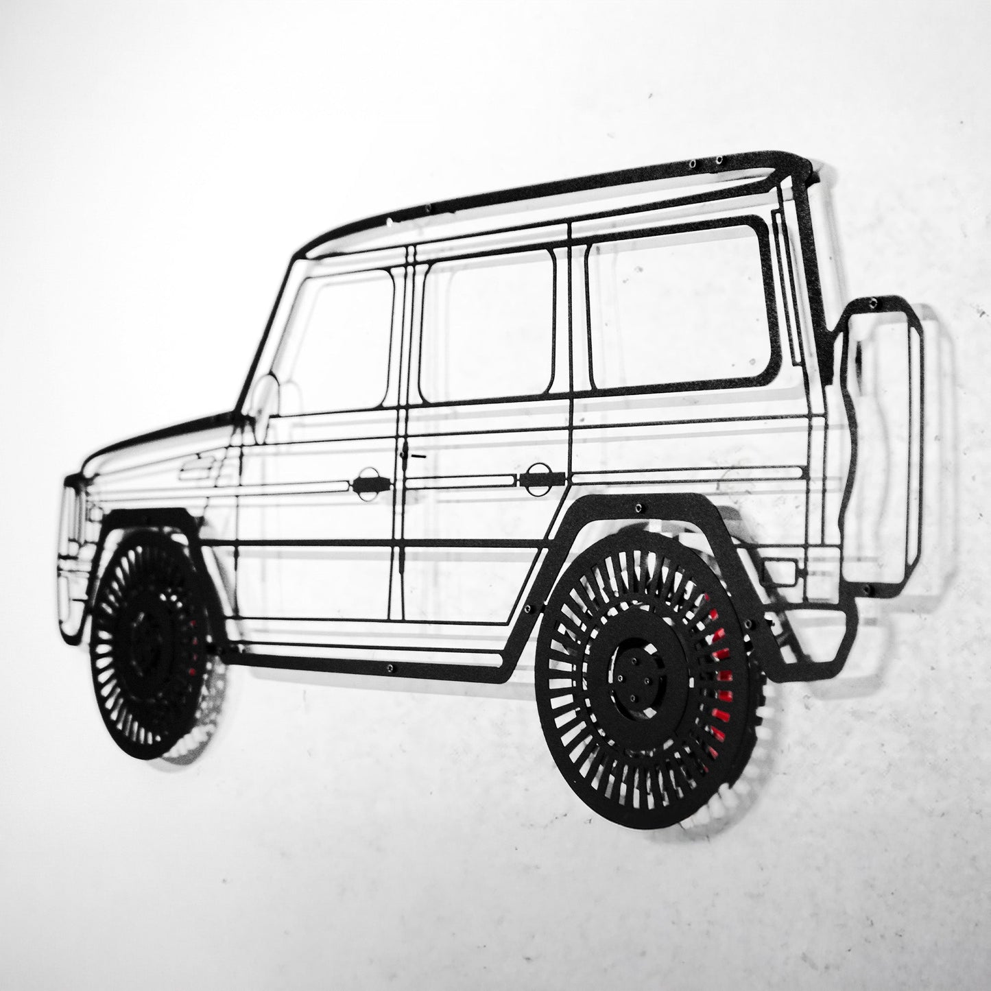 Mercedes G63 AMG Wall Art – Luxury 4x4 Steel Silhouette with Spinning Wheels-KAFMEKA034