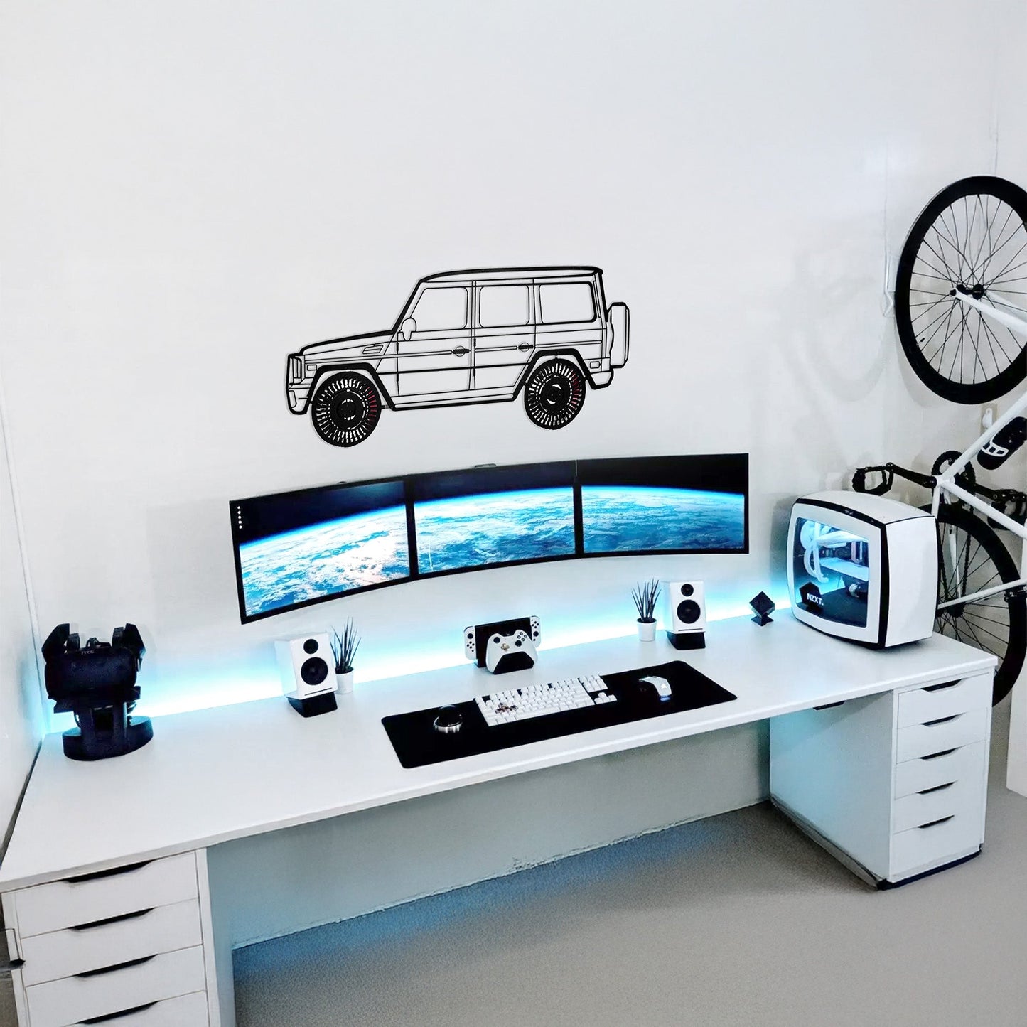 Mercedes G63 AMG Wall Art – Luxury 4x4 Steel Silhouette with Spinning Wheels-KAFMEKA034