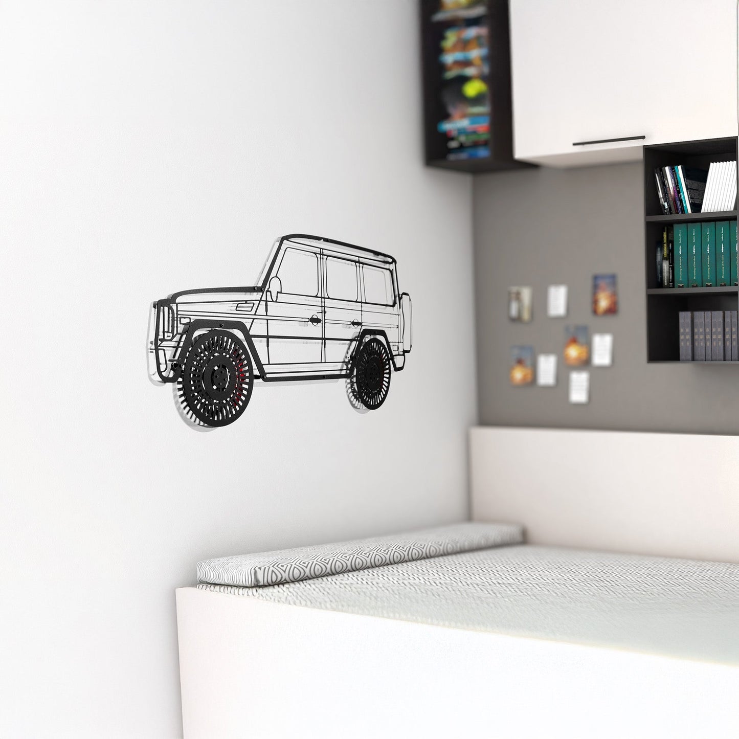 Mercedes G63 AMG Wall Art – Luxury 4x4 Steel Silhouette with Spinning Wheels-KAFMEKA034