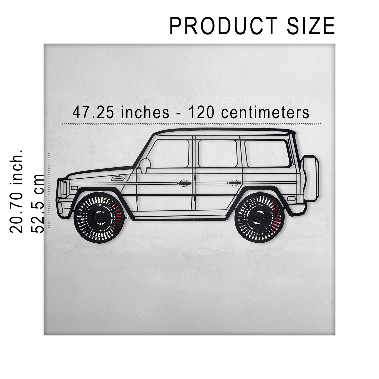 Mercedes G63 AMG Wall Art – Luxury 4x4 Steel Silhouette with Spinning Wheels-KAFMEKA034