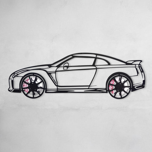 Nissan GT-R R35 Wall Art – JDM Steel Silhouette with Spinning Wheels-KAFMEKA036